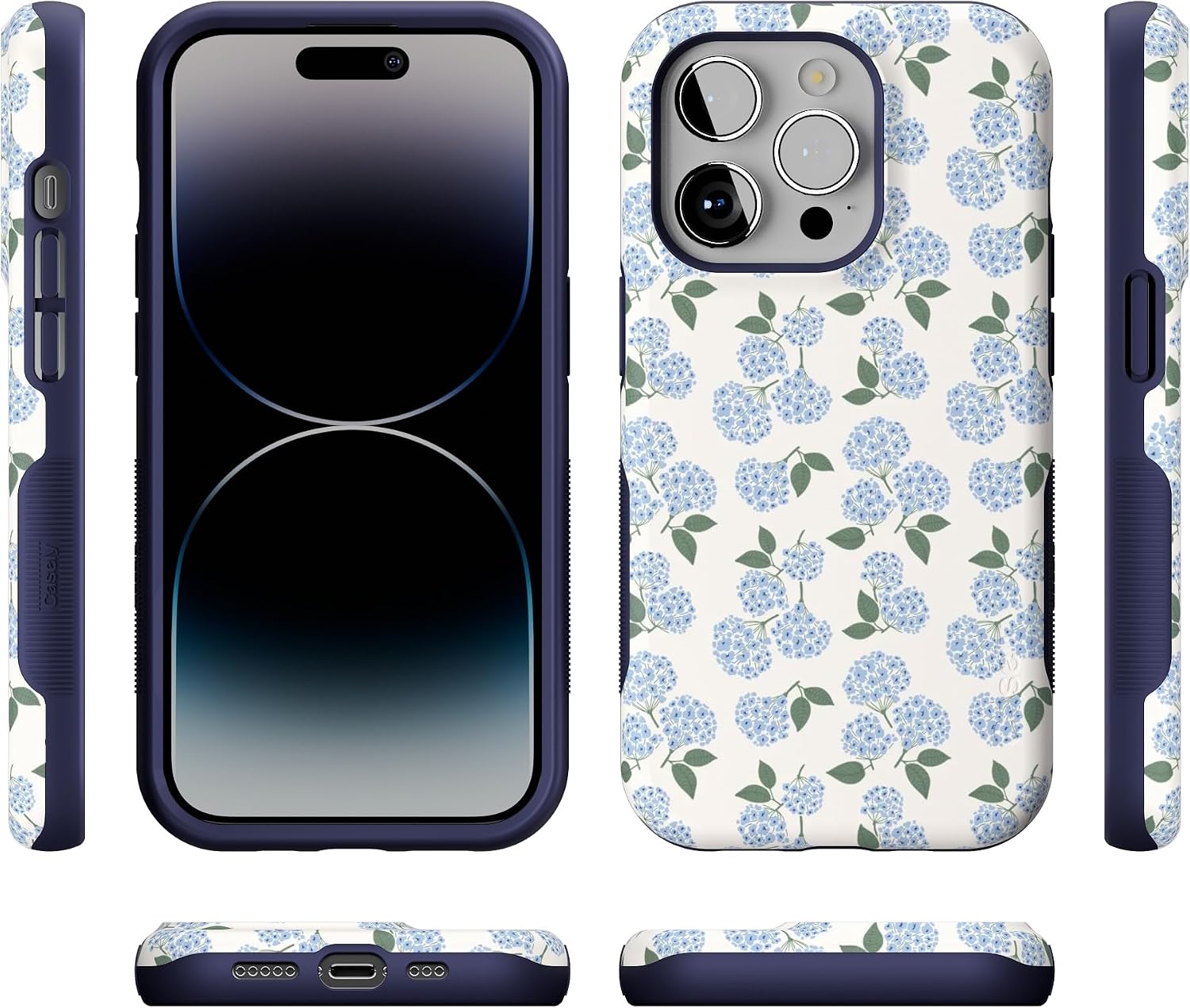 71Olyd4otiL._AC_SL1500_ Casely iPhone 14 Pro Case | Nantucket Cottage | Blue Hydrangea | Bold Protective Design | Compatible with MagSafe