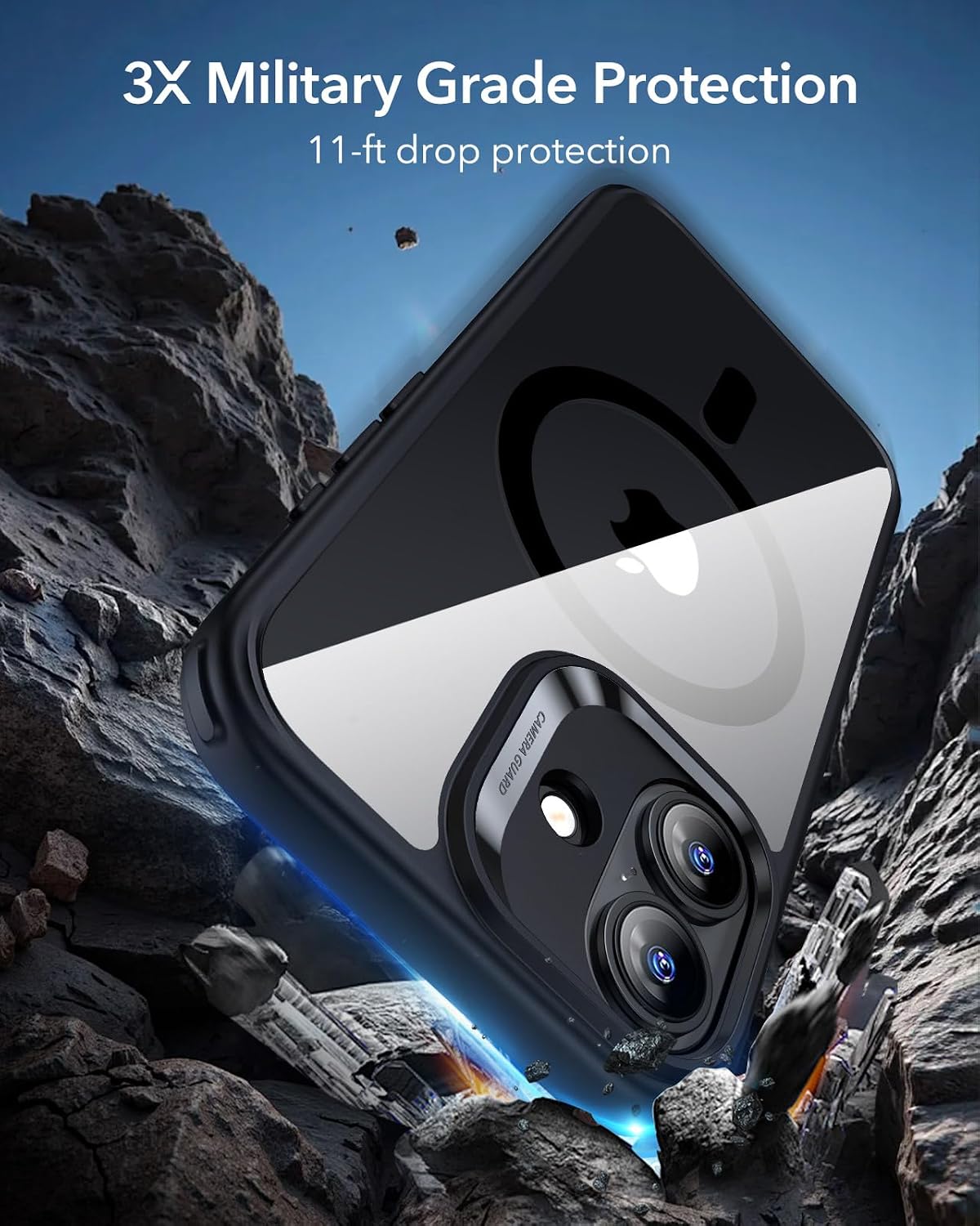 71OwGKLTQyL._AC_SL1500_ ESR for iPhone 17 Case, Camera Control Cover, Compatible with MagSafe, Shockproof Military-Grade Protection, Magnetic Phone Case for iPhone 17, Classic Hybrid Case, Clear Black