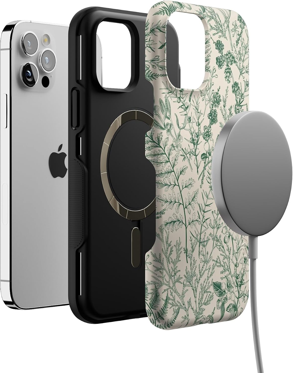 71P7CH0TSbL._AC_SL1500_ Casely iPhone 12/12 Pro Case | Sage Garden | Green Floral | Bold Protective Design | Compatible with MagSafe