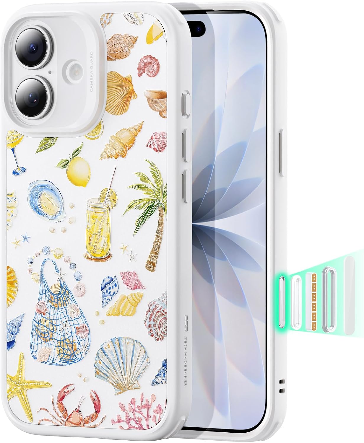 71PMH4VumoL._AC_SL1500_ ESR for iPhone 17 Case, Camera Control Cover, Compatible with MagSafe, Shockproof Military-Grade Protection, Magnetic Case for iPhone 17, Classic Hybrid, Coastal Summer, Cream White