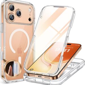 Miracase for iPhone 17 Pro Max Case 6.9" Full-Body Phone Case with Built-in Glass Screen Protector& Full Camera Protector,[Magnetic with MagSafe] Drop Proof 17 ProMax Cover, Clear