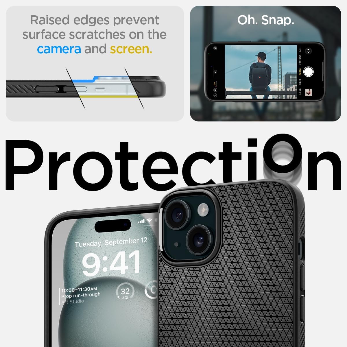Spigen Liquid Air Designed for iPhone 15 Plus Case (2023) [Military-Grade Protection] - Matte Black