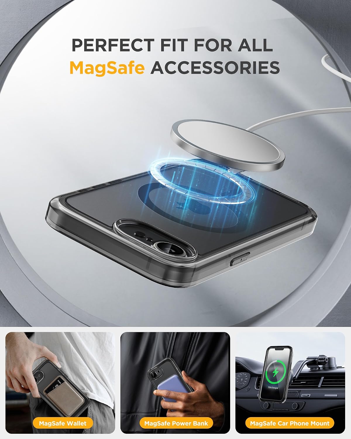 Miracase for iPhone 17e Case & iPhone 16e Case, Full-Body Phone with Built-in Glass Screen Protector, [Magnetic with MagSafe] Military Drop Proof 17 E/ 16 E Cover, Clear Black