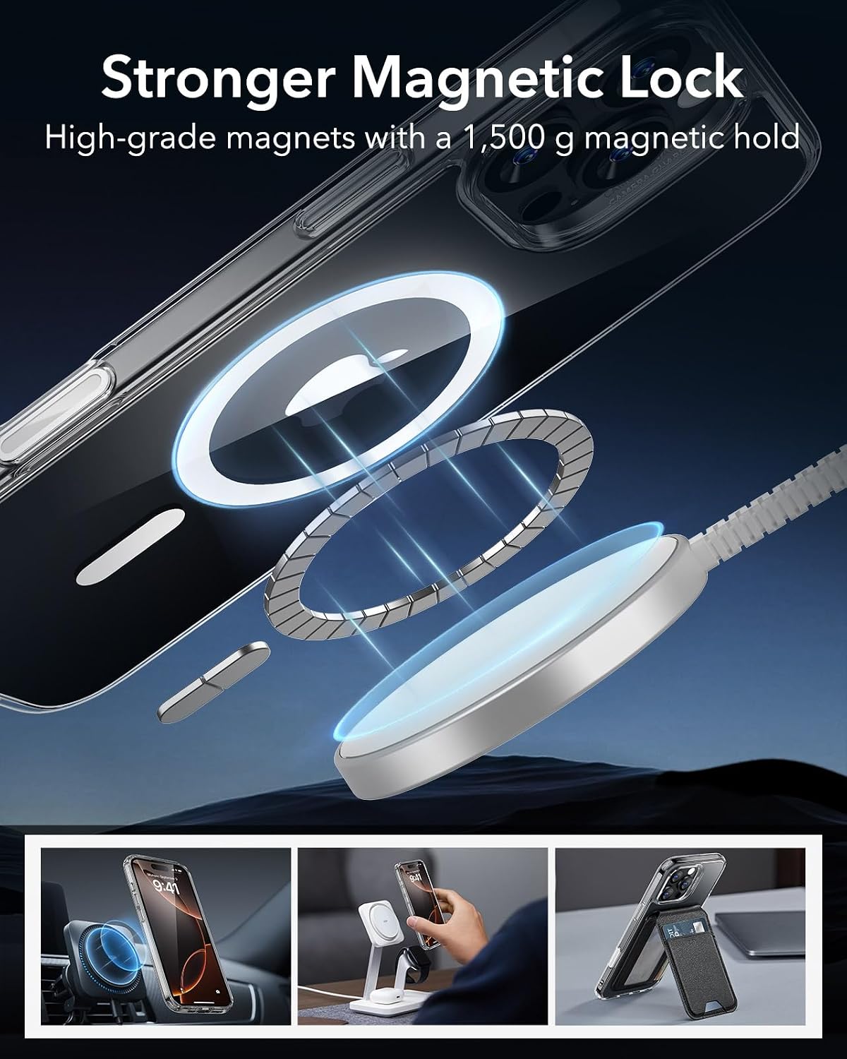 71QKkLDXDwL._AC_SL1500_ ESR for iPhone 16 Pro Max Case, Camera Control Cover, Compatible with MagSafe, Shockproof Military-Grade Protection, Magnetic Phone Case for iPhone 16 Pro Max, Classic Hybrid Case, Clear