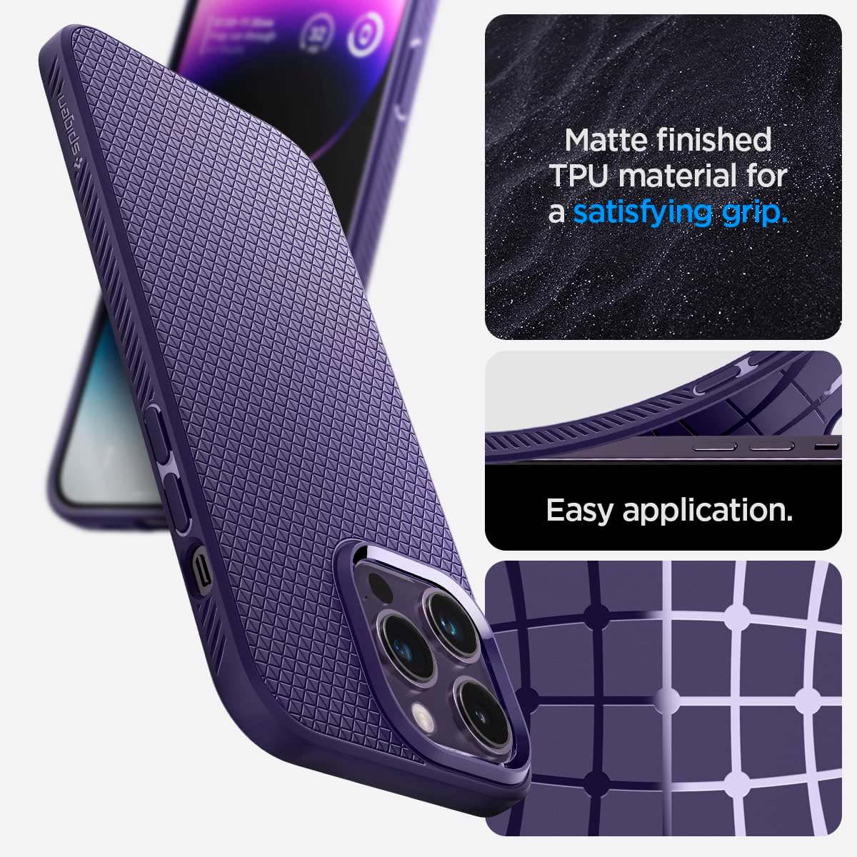 Spigen Liquid Air Designed for iPhone 14 Pro Max Case (2022) [Military-Grade Protection] - Deep Purple