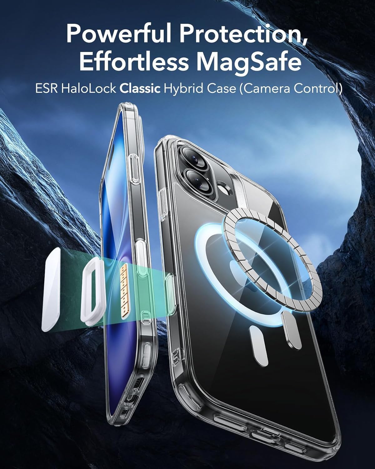71Qjg65vawL._AC_SL1500_ ESR for iPhone 16 Case, Camera Control Cover, Compatible with MagSafe, Shockproof Military-Grade Protection, Magnetic Phone Case for iPhone 16, Classic Hybrid Case, Clear