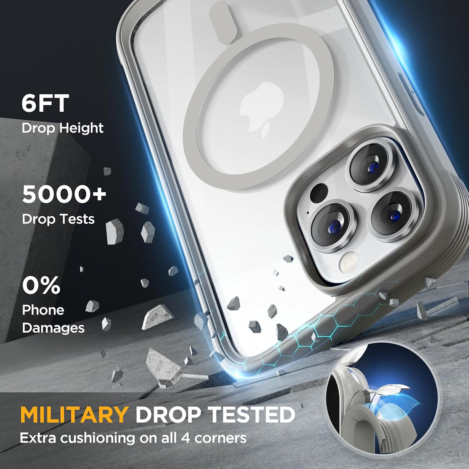 71R0DlvlkHL._AC_SL1500_ Miracase Glass Series Designed for iPhone 14 Pro Max Case 6.7 Inch, Upgrade Full-Body Magnetic Case with Built-in 9H Tempered Glass Screen Protector, with Camera Lens Protector, Magnetic Gray
