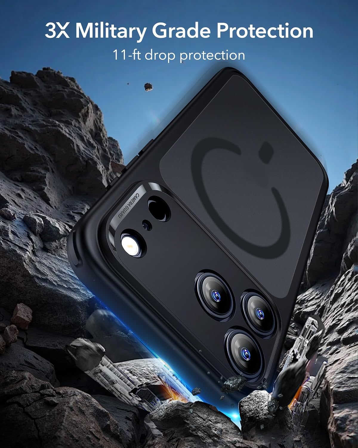 71RBw3VRl2L._AC_SL1500_ ESR for iPhone 17 Pro Max Case, Camera Control Cover, Compatible with MagSafe, Shockproof Military-Grade Protection, Magnetic Phone Case for iPhone 17 Pro Max, Classic Hybrid Case, Frosted Black