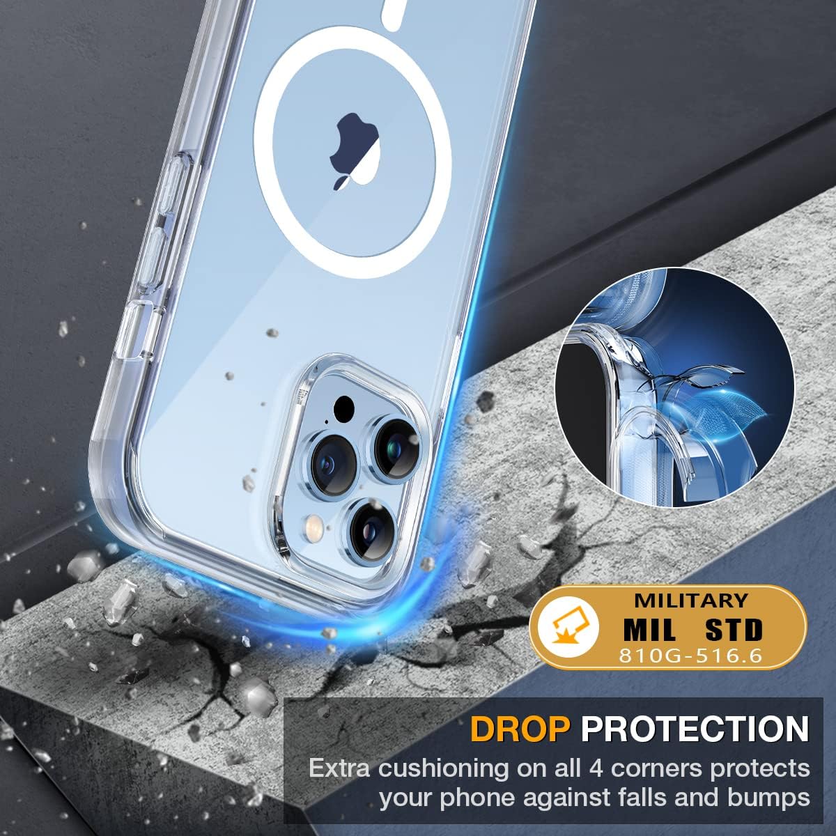 71RWMKQ8w6L._AC_SL1200_ Miracase iPhone 13 Pro Max Glass Case - 2023 Upgrade Full-Body Clear Bumper with Magnetic Ring and 9H Screen Protector