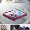 71Rc0sSHm7L._AC_SL1500_ Miracase Magnetic for iPhone 13 Pro Max Case 6.7 inch, (Compatible with MagSafe) Upgrade Full-Body Clear Phone Bumper Case with Built-in 9H Tempered Glass Screen Protector, Magnetic Wine Red