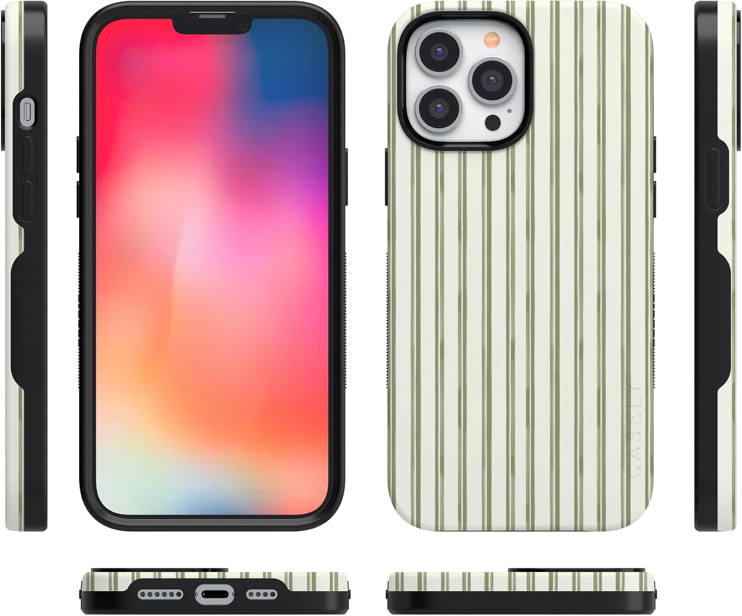 71SGoryHiiL._AC_SL1500_ Casely iPhone 13 Pro Max Case | Linen Stripe | The Boyfriend Collection | Bold Protective Design | Compatible with MagSafe