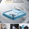 Miracase Glass Series for iPhone 15 Case [Compatible with MagSafe] Full-Body Magnetic Bumper Case with Built-in 9H Tempered Glass Anti-Fingerprint Screen Protector + Camera Lens Protector, Sea Blue