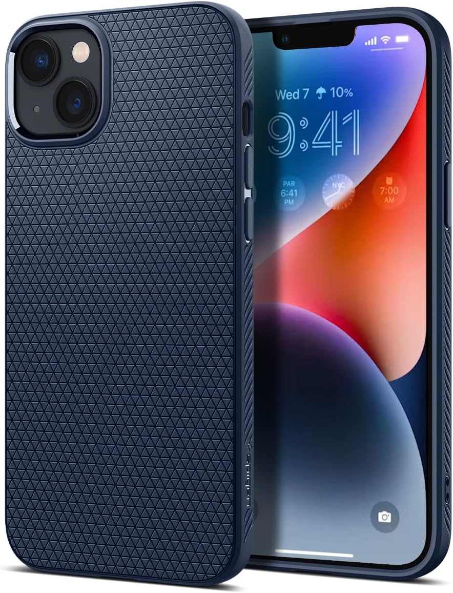 Spigen Liquid Air Designed for iPhone 14 Case (2022) [Military-Grade Protection] - Navy Blue