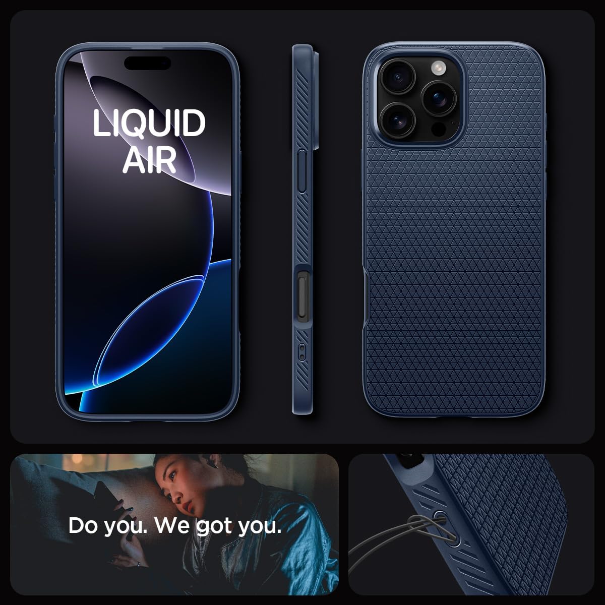 Spigen Liquid Air Designed for iPhone 16 Pro Case [NOT Compatible with MagSafe], [Military-Grade Protection] - Navy Blue