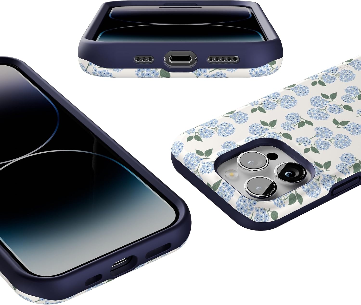 71TPsVRXgnL._AC_SL1500_ Casely iPhone 14 Pro Case | Nantucket Cottage | Blue Hydrangea | Bold Protective Design | Compatible with MagSafe