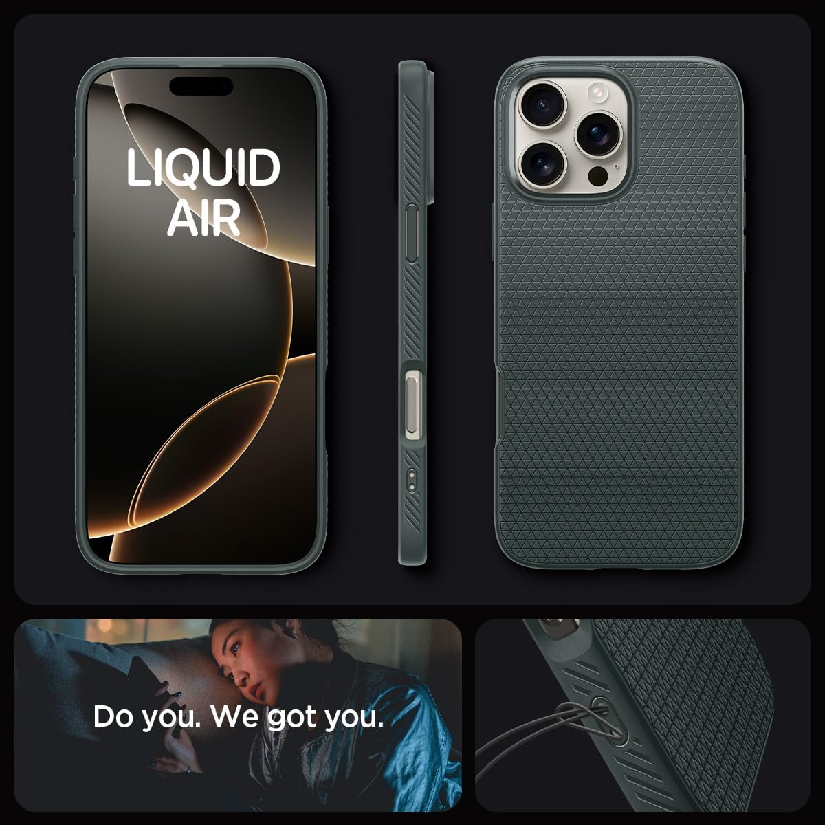 Spigen Liquid Air Designed for iPhone 16 Pro Case [NOT Compatible with MagSafe], [Military-Grade Protection] - Abyss Green