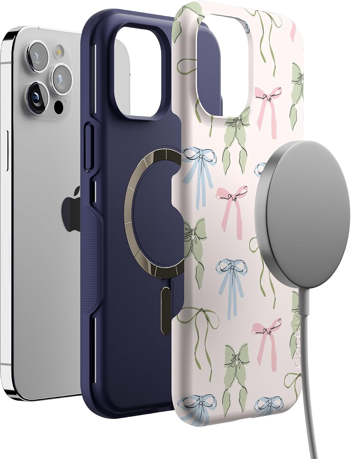 71TU4sxFq7L._AC_SL1500_ Casely iPhone 12 Pro Max Case | Whimsy Girlie | Pastel Bows | Bold Protective Design | Compatible with MagSafe