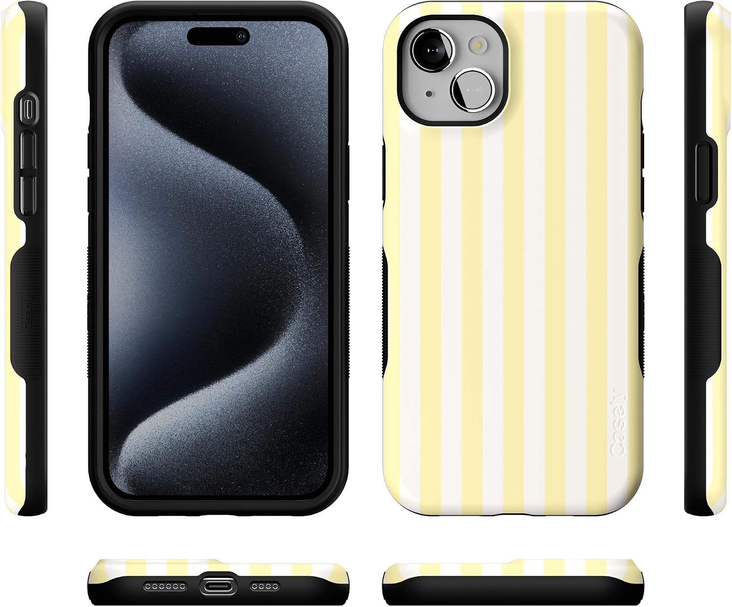 71TV6KyDSSL._AC_SL1500_ Casely iPhone 15 Case | Butter Yellow Stripes | Sunday Best | Bold Protective Design | Compatible with MagSafe