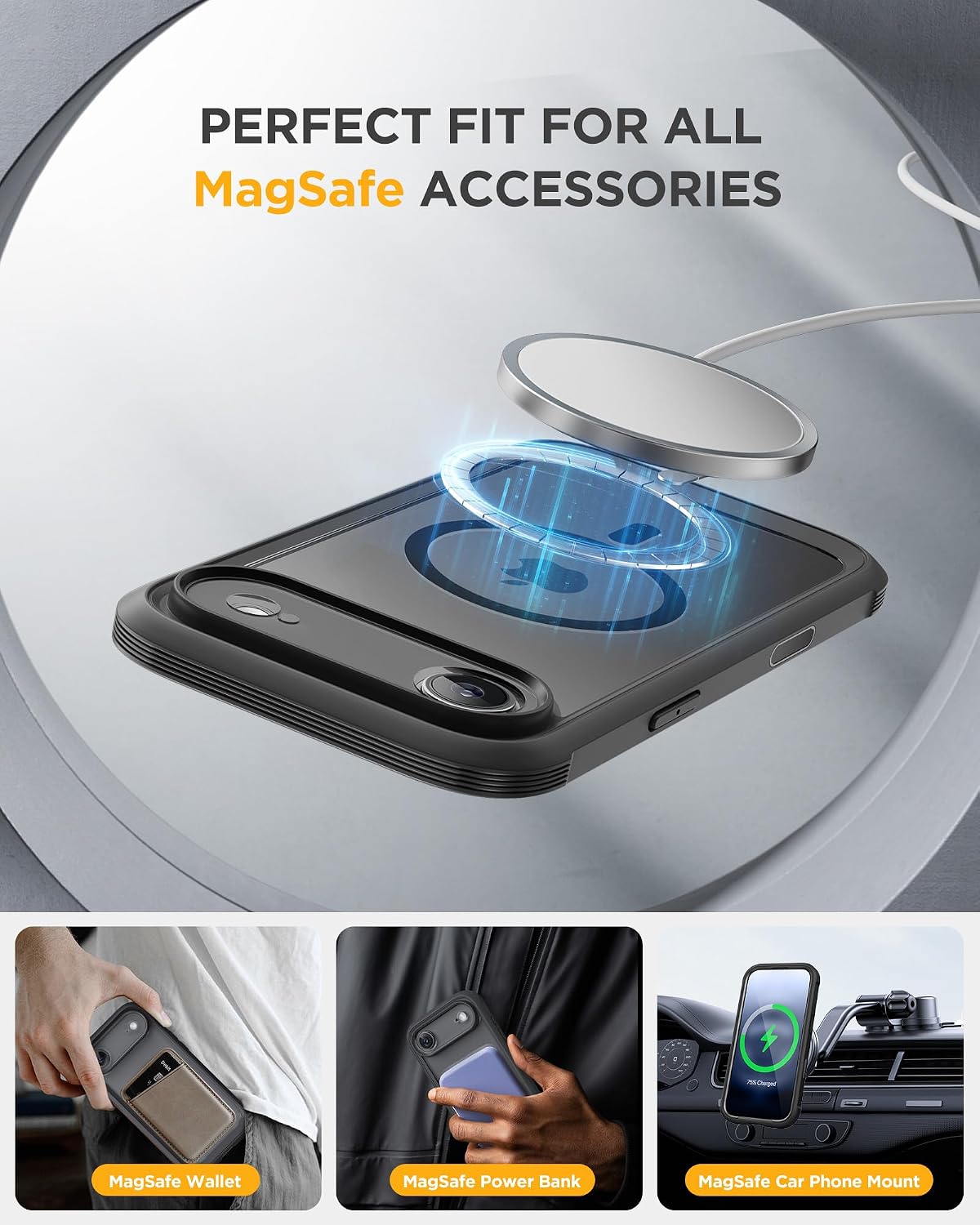 71TWkAUDVrL._AC_SL1500_ Miracase Magnetic for iPhone Air Case 6.5" with Camera Control, Full Body Bumper Anti-Bend Slim Phone Case 17 Air, Built-in No-Bubble Tempered Glass Screen Protector, Fit for MagSafe, Black