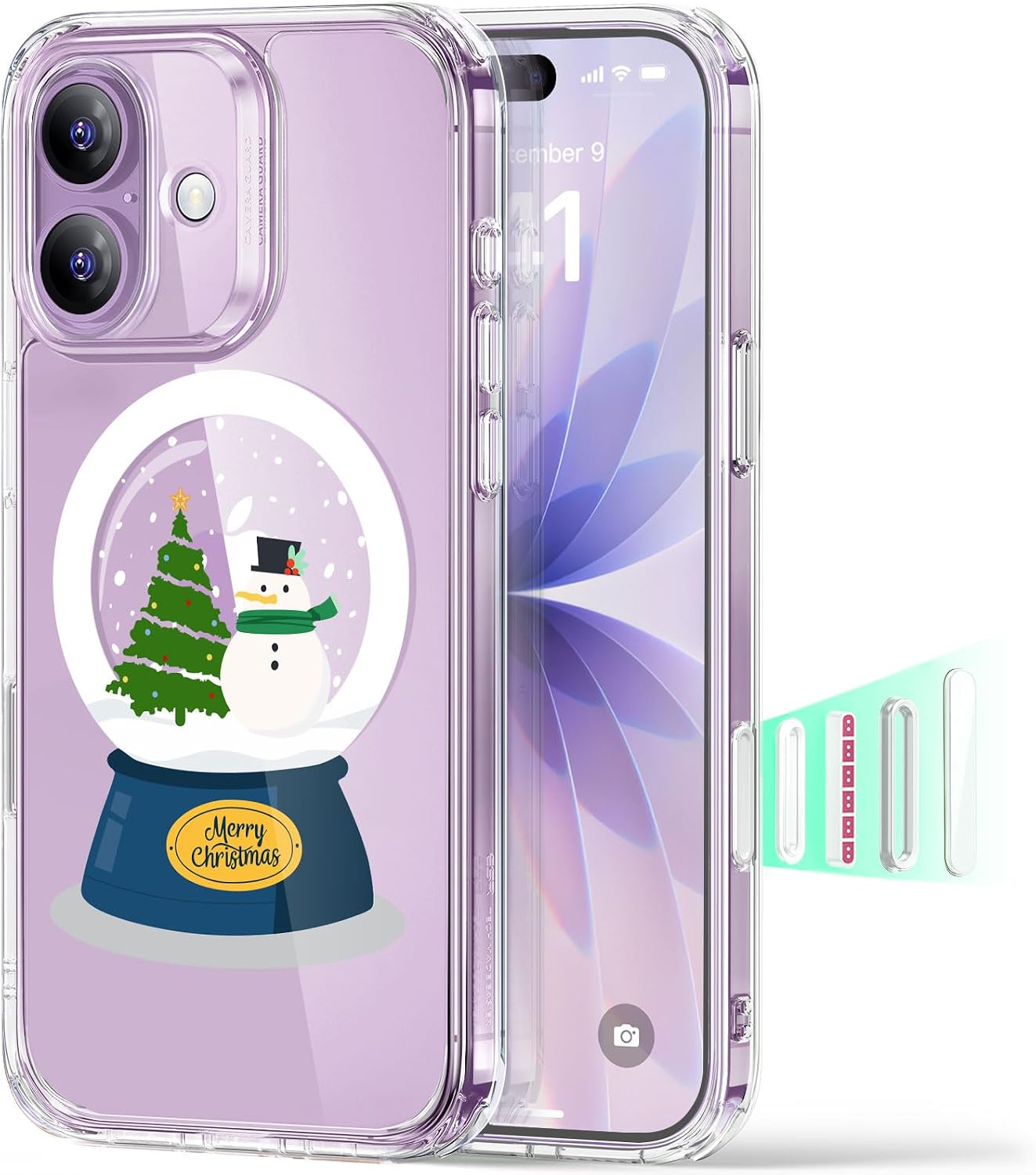71TX6soLXNL._AC_SL1500_ ESR for iPhone 17 Case, Camera Control Cover, Compatible with MagSafe, Shockproof Military-Grade Protection, Magnetic Phone Case for iPhone 17, Classic Hybrid Case, Christmas Globe
