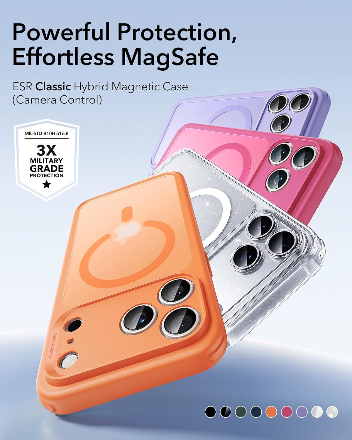 71TXxTJ2aTL._AC_SL1500_ ESR for iPhone 17 Pro Case, Camera Control Cover, Compatible with MagSafe, Shockproof Military-Grade Protection, Magnetic Phone Case for iPhone 17 Pro, Classic Hybrid Case, Frosted Purple