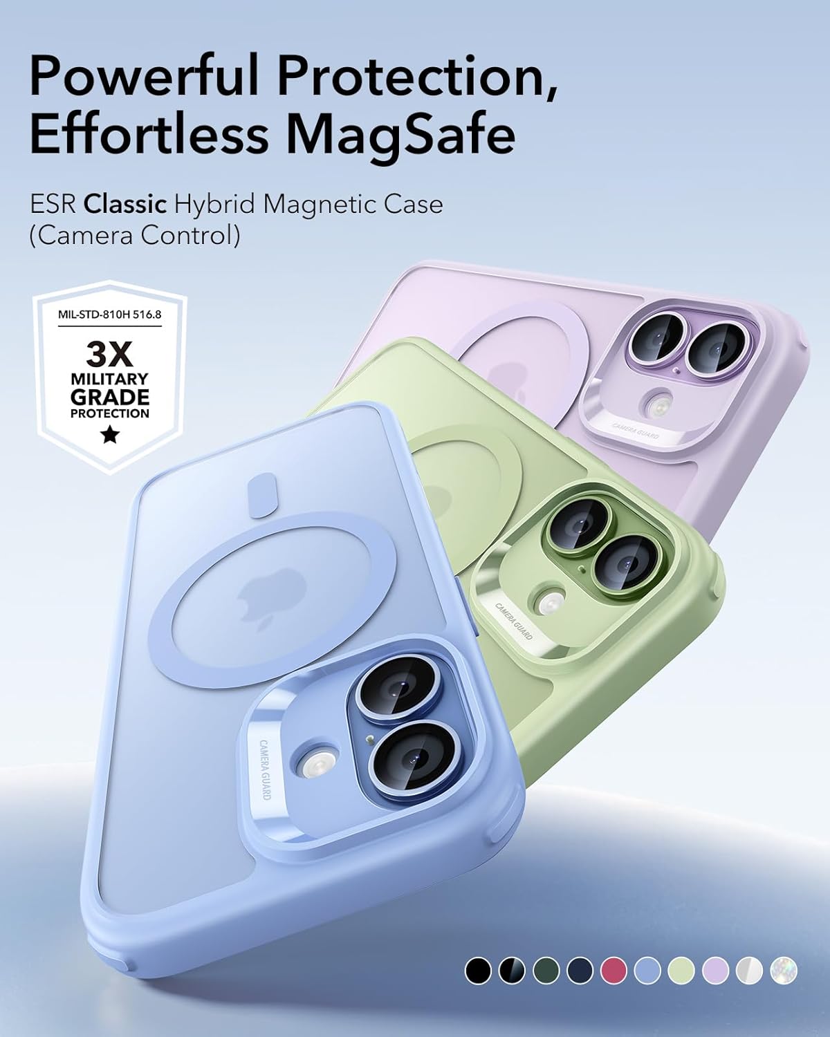 71ThKQkIqCL._AC_SL1500_ ESR for iPhone 17 Case, Camera Control Cover, Compatible with MagSafe, Shockproof Military-Grade Protection, Magnetic Phone Case for iPhone 17, Classic Hybrid Case, Frosted Light Purple