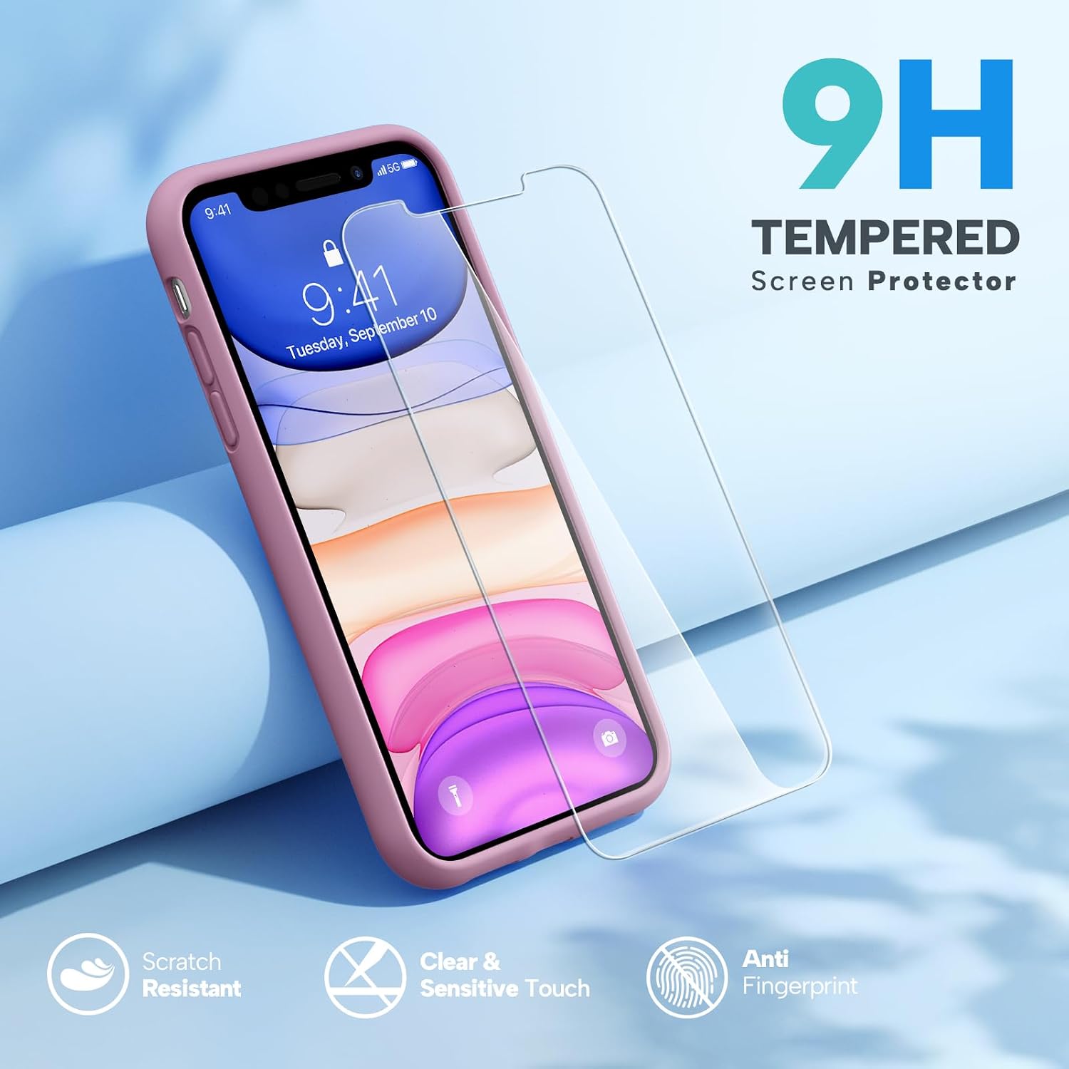 71TmlO3DEEL._AC_SL1500_ Miracase Designed for iPhone 11 Phone Case, with Screen Protector, Liquid Silicone Gel Rubber Drop Protection Shockproof Cover Phone Case for iPhone 11, Blackcurrant