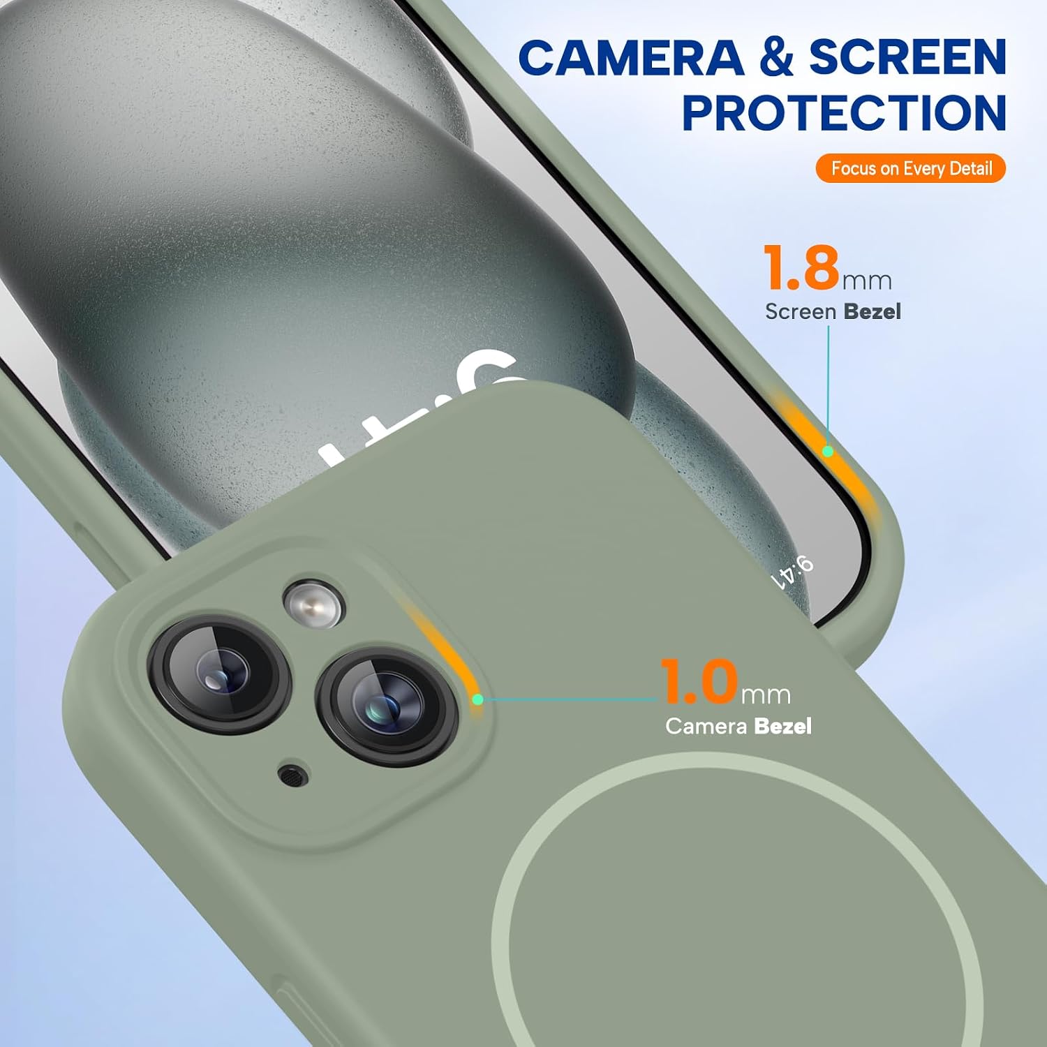 Miracase Compatible with iPhone 15 Case, [Soft Anti-Scratch Microfiber Lining], Liquid Silicone Case Gel Rubber Shockproof Drop Protection Phone Case for iPhone 15, Patina Green