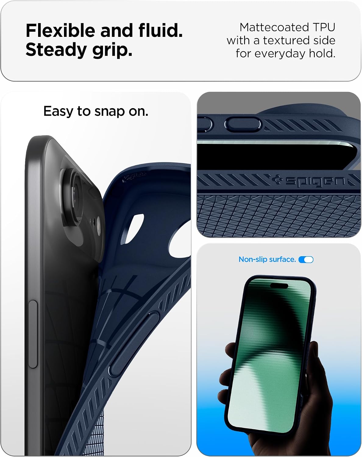 Spigen for iPhone Air Case, Liquid Air [TPU Covered Camera Control] [No Magnet Ring] [Military-Grade Protection] - Navy Blue