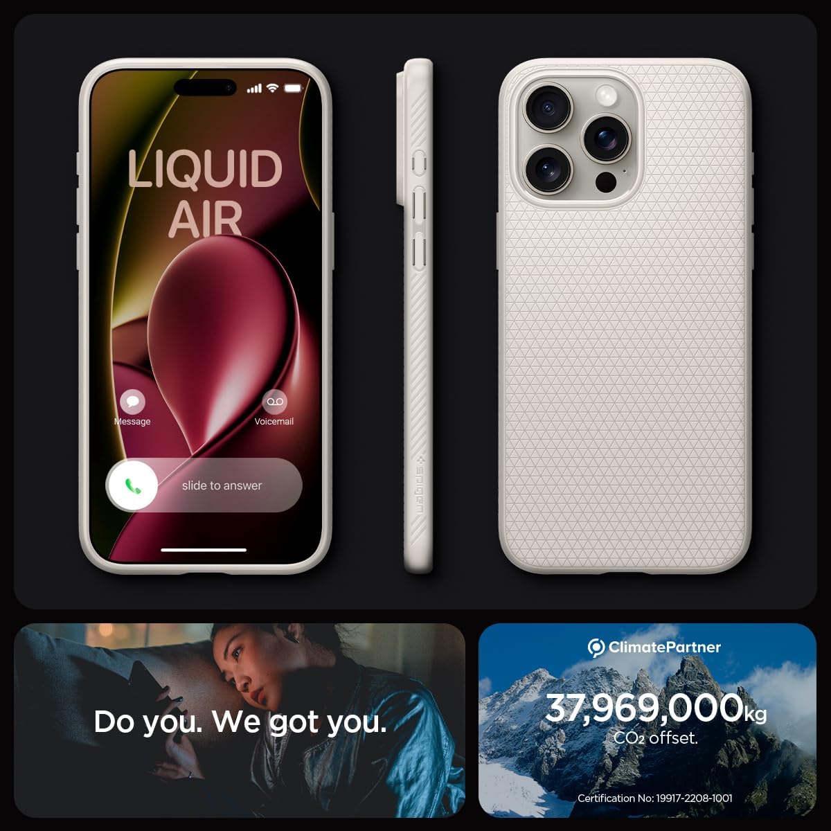 Spigen Liquid Air Designed for iPhone 15 Pro Case (2023) [Military-Grade Protection] - Natural Titanium