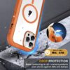 Miracase for iPhone 13 Pro Case 6.1",Full-Body Protection,Clear Bumper Case with Built-in 9H Tempered Glass Screen Protector,Military-Grade Drop Protection Outdoor Phone Case for iPhone 13 Pro,Orange