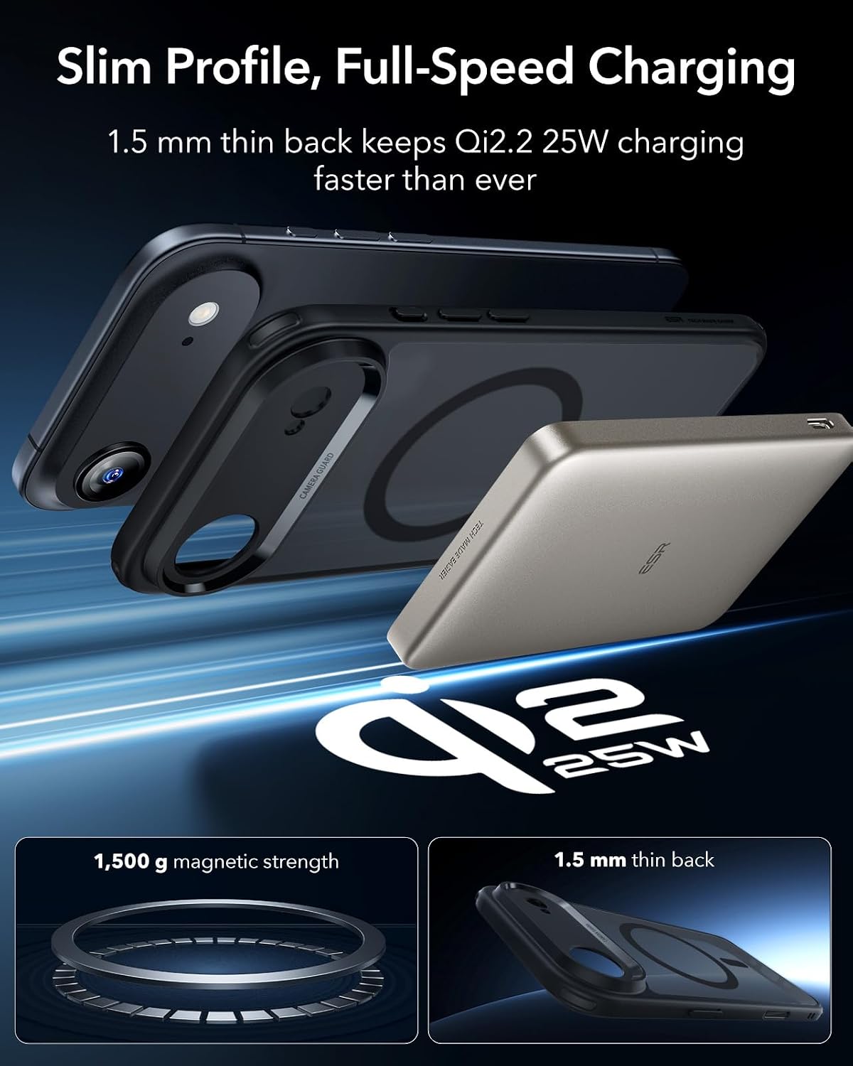 71UtyqN-nlL._AC_SL1500_ ESR for iPhone Air Case, Camera Control Cover, Compatible with MagSafe, Shockproof Military-Grade Protection, Magnetic Phone Case for iPhone Air, Classic Hybrid Case, Frosted Black
