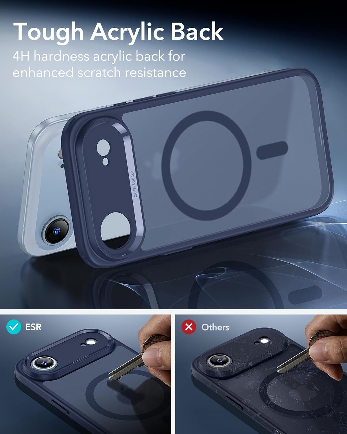 71Uv9XBphoL._AC_SL1500_ ESR for iPhone Air Case, Camera Control Cover, Compatible with MagSafe, Shockproof Military-Grade Protection, Magnetic Phone Case for iPhone Air, Classic Hybrid Case, Frosted Blue
