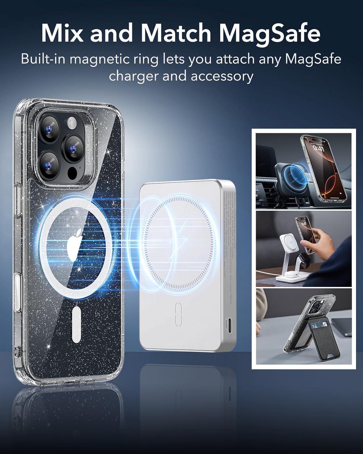 71V4koRAEAL._AC_SL1500_ ESR for iPhone 16 Pro Case, Camera Control Cover, Compatible with MagSafe, Shockproof Military-Grade Protection, Magnetic Phone Case for iPhone 16 Pro, Classic Hybrid Case, Clear Shimmer