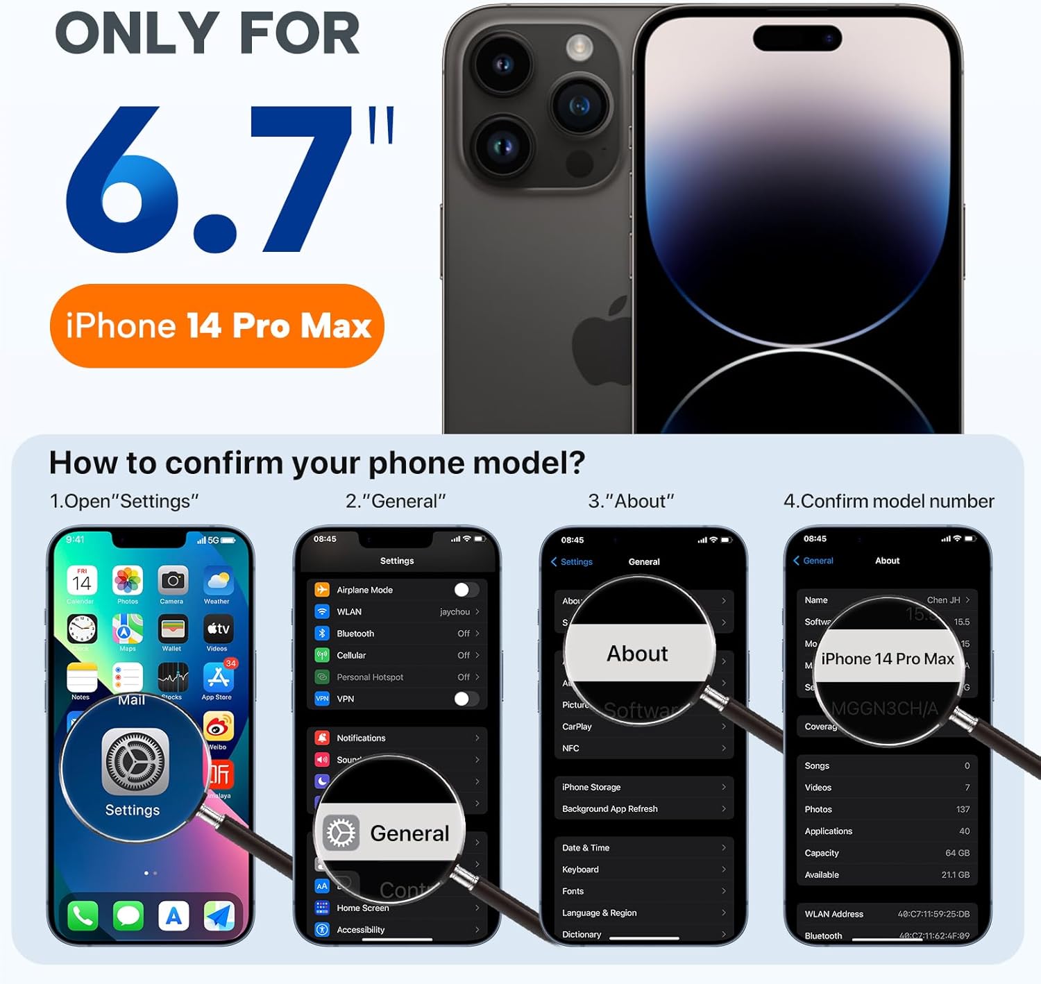 Miracase Magnetic for iPhone 14 Pro Max Case, [Soft Anti-Scratch Microfiber Lining], Compatible with MagSafe, Silicone Shockproof Protection Phone Case for iPhone 14 Pro Max,Black