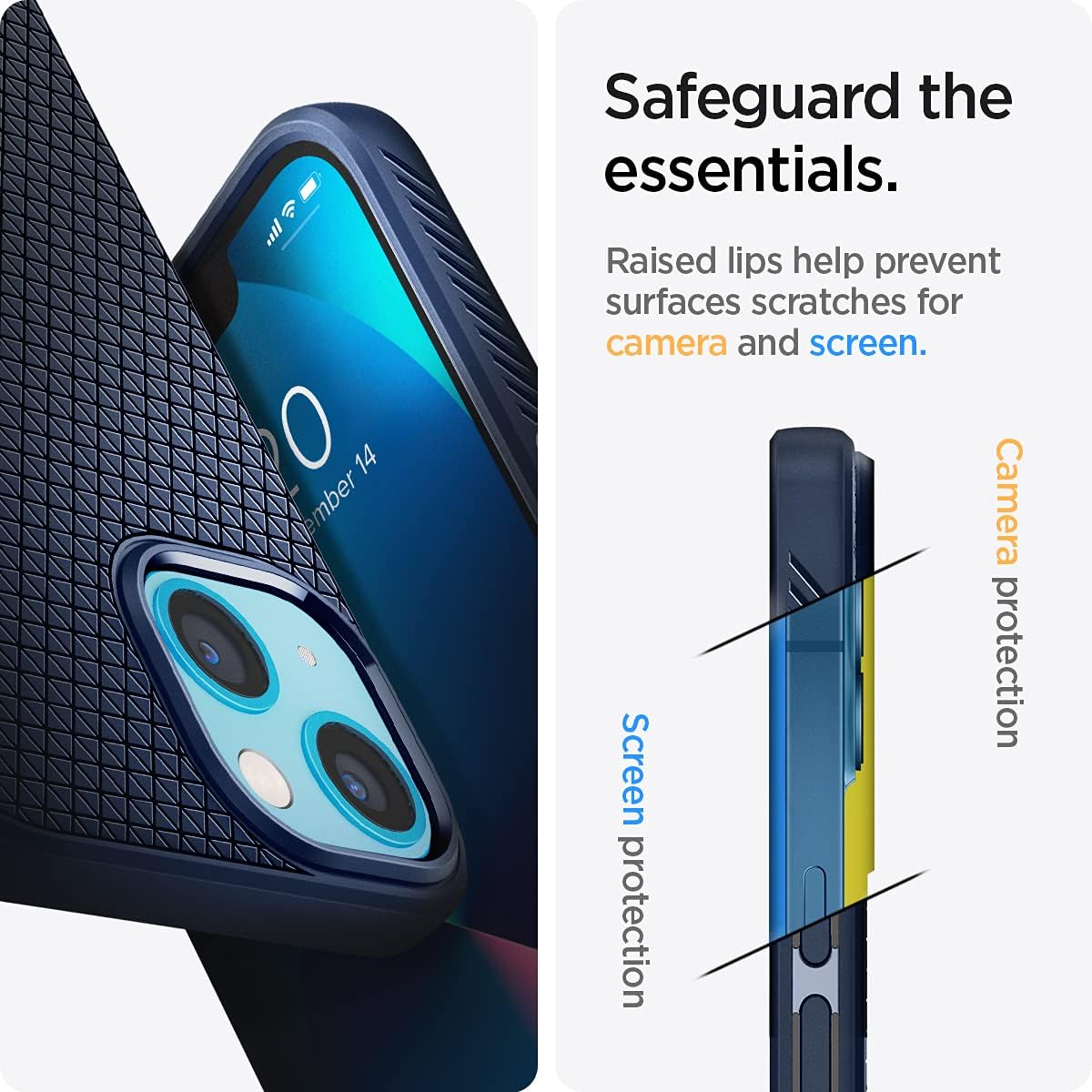 71VGu8w31L._AC_SL1200_ Spigen Liquid Air Designed for iPhone 13 Case (2021) - Navy Blue