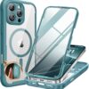 Miracase Magnetic for iPhone 16 Pro Case Full-Body Phone with Built-in Glass Screen Protector, [Compatible with MagSafe] Military Drop Proof 16 Pro Cover Bumper 6.3 inch, Green