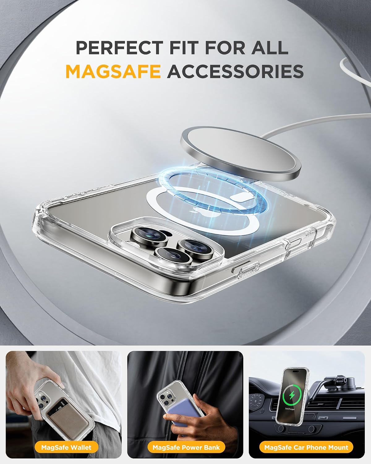 Miracase for iPhone 16 Pro Max Case 6.9'', [Bubble Free] Full-Body Bumper Phone case with Built-in Full Glass Screen &Lens Protector,Compatible with MagSafe,Drop Proof 16 Pro Max Cover,Clear