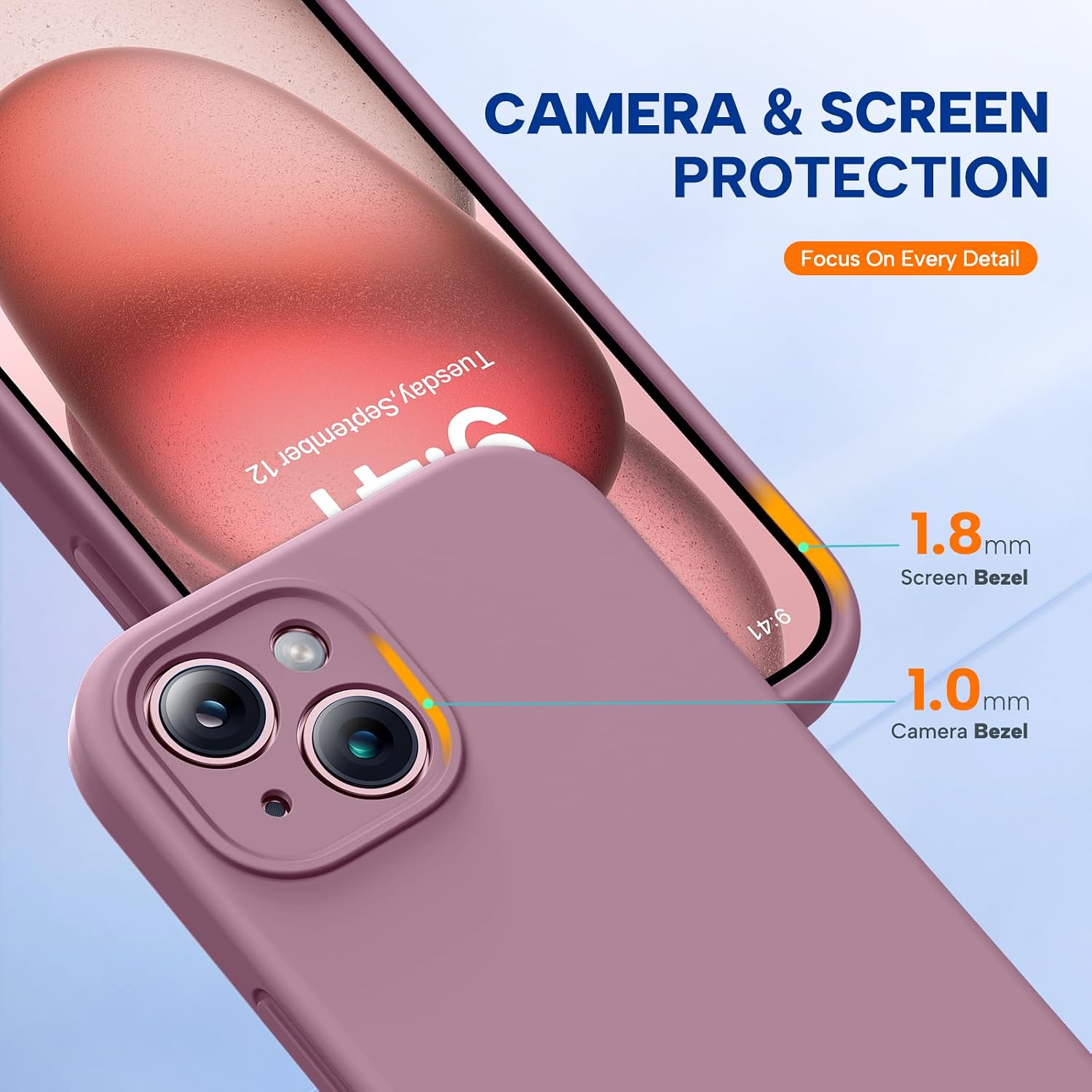 Miracase Compatible with iPhone 15 Plus Case, [Soft Anti-Scratch Microfiber Lining], Liquid Silicone Case Gel Rubber Shockproof Drop Protection Phone Case for iPhone 15 Plus, Blackcurrant