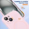 Miracase Magnetic for iPhone 15 Plus Case, [Soft Anti-Scratch Microfiber Lining], Compatible with MagSafe, Liquid Silicone Shockproof Drop Protection Phone Case for 15 Plus, Sand Pink