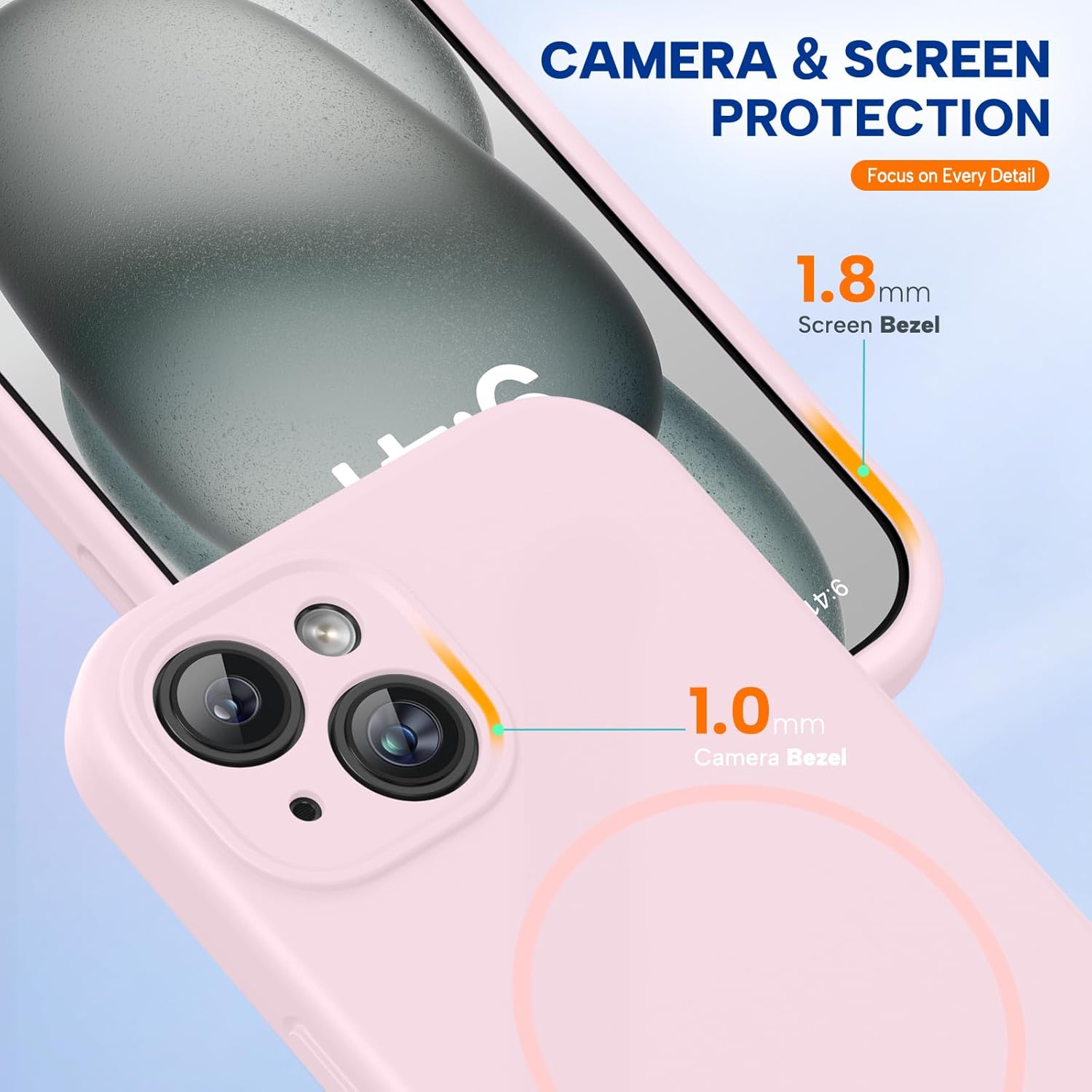 Miracase Magnetic for iPhone 15 Plus Case, [Soft Anti-Scratch Microfiber Lining], Compatible with MagSafe, Liquid Silicone Shockproof Drop Protection Phone Case for 15 Plus, Sand Pink
