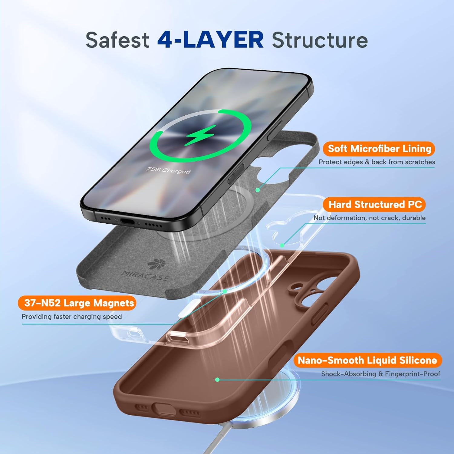 71WKaR8n7BL._AC_SL1500_ Miracase Magnetic for iPhone 17 Case, Compatible with MagSafe, Integrated Silicone Camera Control Cover, 3.0mm Thicken Shockproof Drop Protection Phone Case for 17,Chocolate