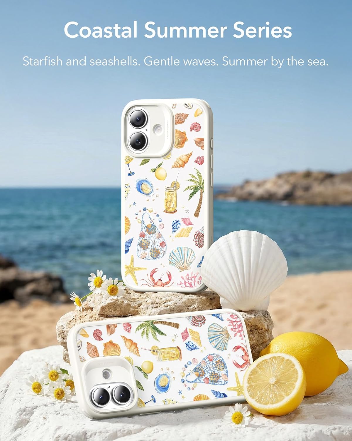 71WP1g55ifL._AC_SL1500_ ESR for iPhone 17 Case, Camera Control Cover, Compatible with MagSafe, Shockproof Military-Grade Protection, Magnetic Case for iPhone 17, Classic Hybrid, Coastal Summer, Cream White
