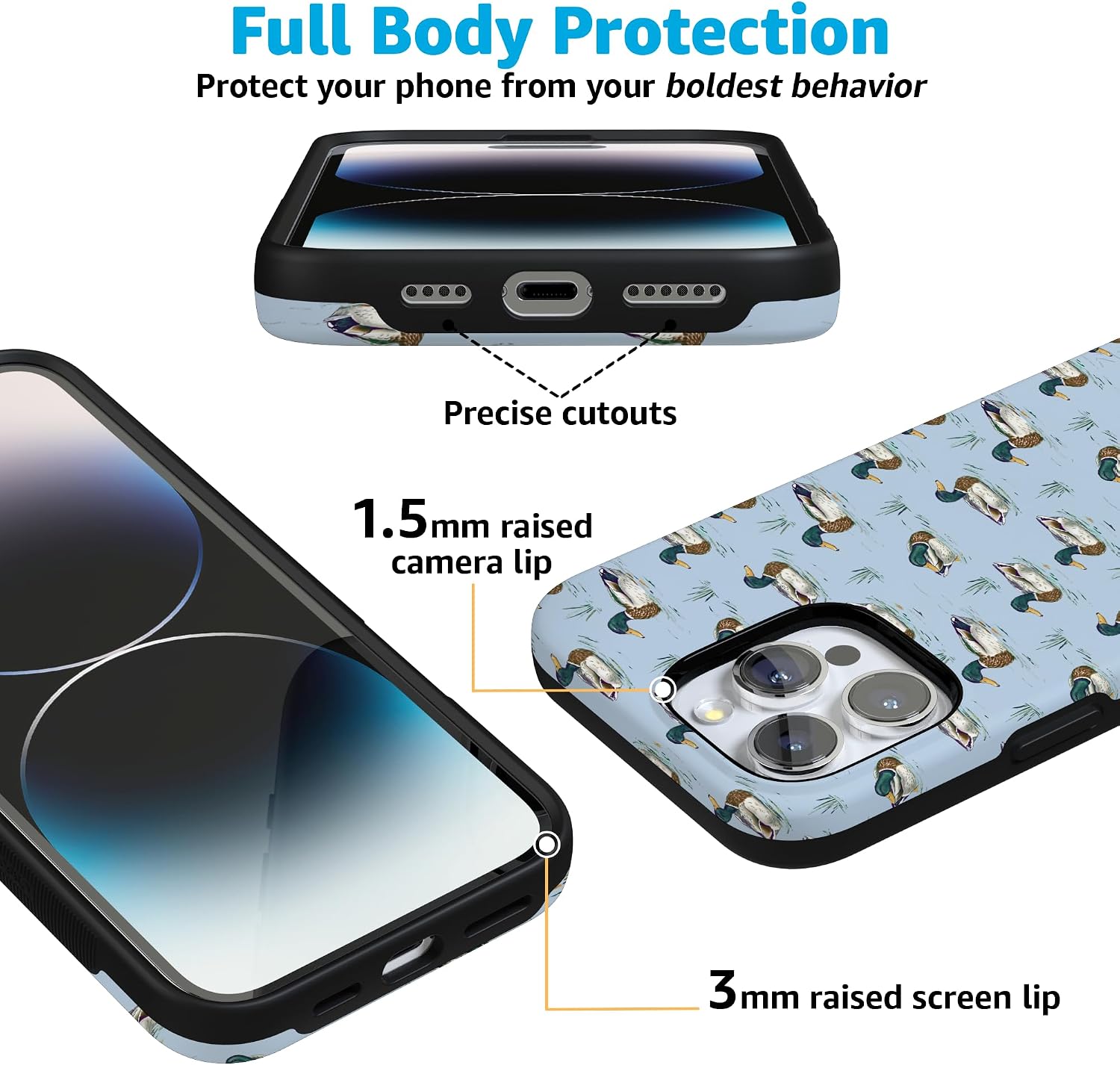 71WWrETh4RL._AC_SL1500_ Casely iPhone 16 Pro Max Case | Blue Mallard & Co. | The Boyfriend Collection | Bold Protective Design | Compatible with MagSafe