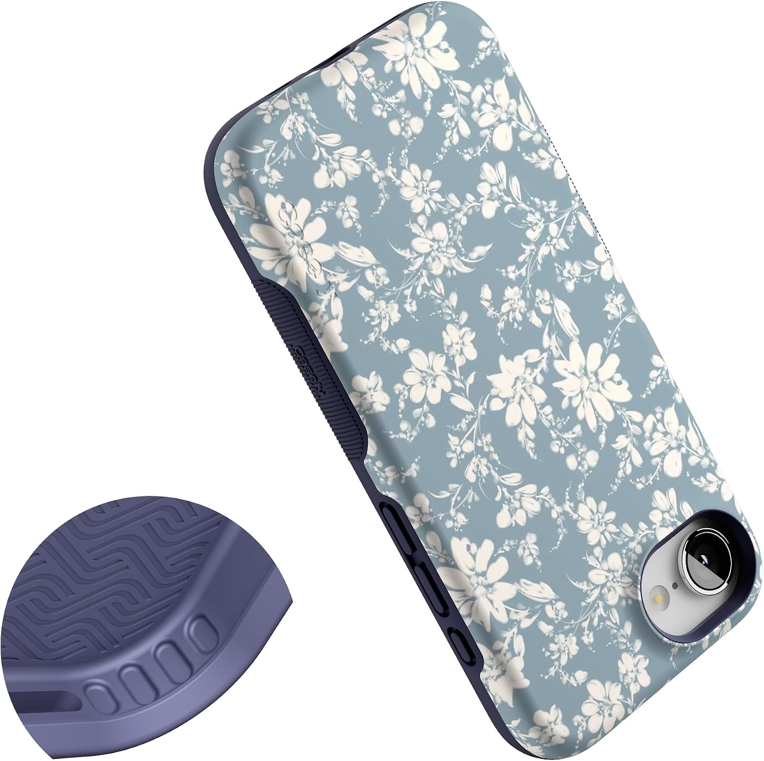 71WgxD9R7rL._AC_SL1500_ Casely iPhone 16e Case | Afternoon Tea | Blue Floral | Bold Protective Design | Compatible with MagSafe
