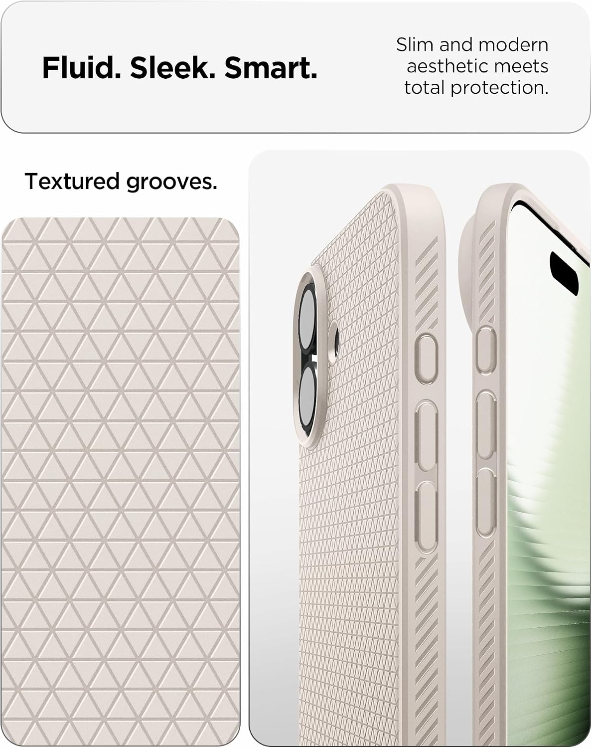 Spigen for iPhone 17 Case, Liquid Air [TPU Covered Camera Control] [No Magnet Ring] [Military-Grade Protection] - Natural Titanium