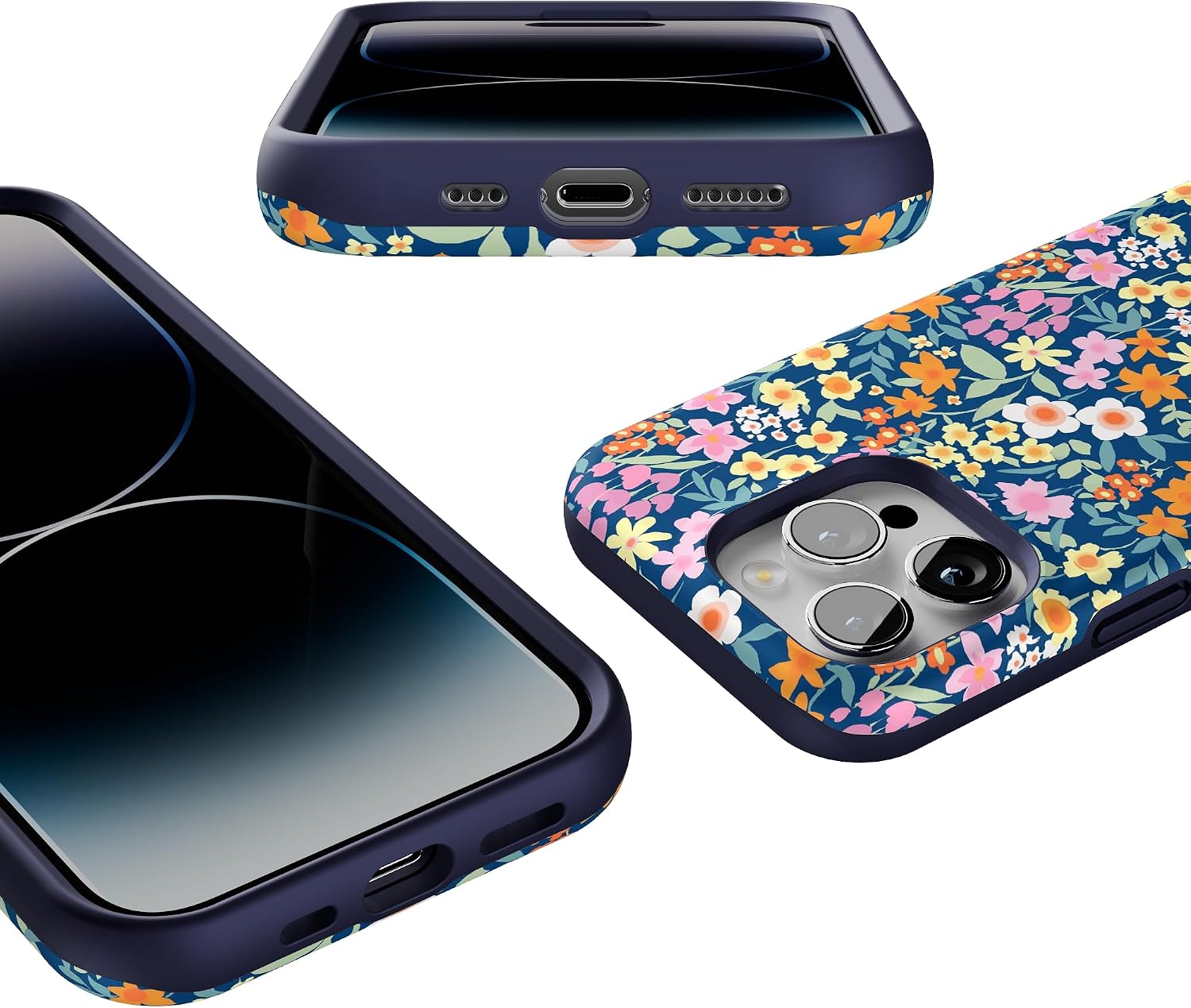 71XUvGXy-iL._AC_SL1500_ Casely iPhone 14 Pro Case | Full Bloom | Navy Floral | Bold Protective Design | Compatible with MagSafe