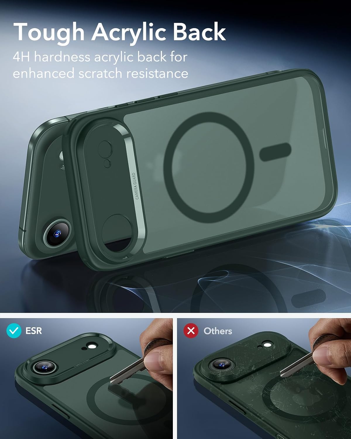 ESR for iPhone Air Case, Camera Control Cover, Compatible with MagSafe, Shockproof Military-Grade Protection, Magnetic Phone Case for iPhone Air, Classic Hybrid Case, Frosted Green