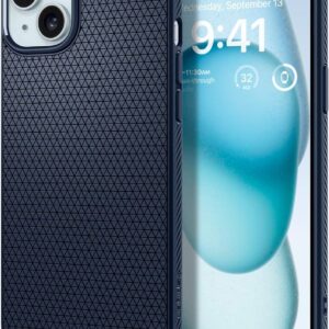 Spigen Liquid Air Designed for iPhone 15 Plus Case (2023) [Military-Grade Protection] - Navy Blue