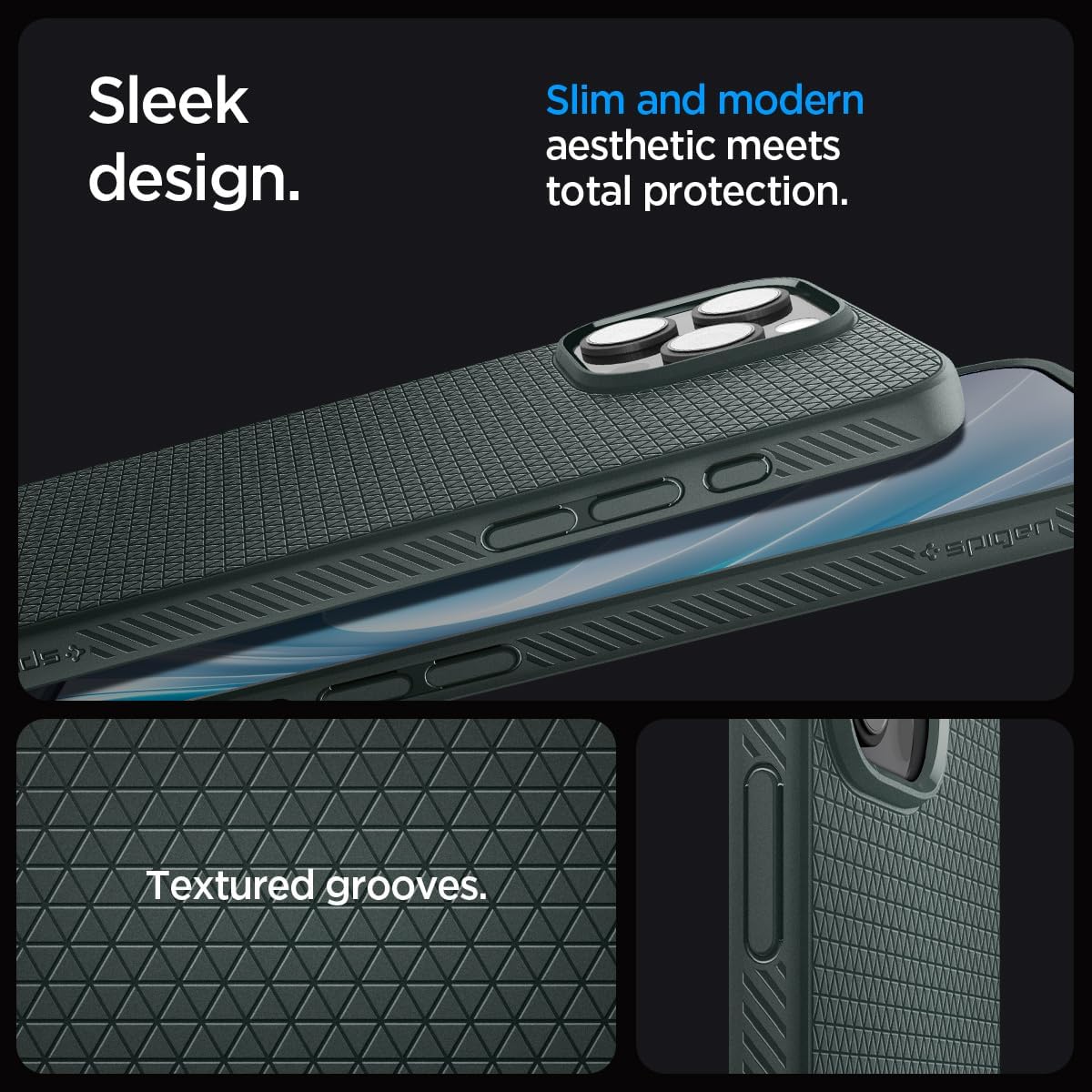 Spigen Liquid Air Designed for iPhone 16 Pro Max Case [NOT Compatible with MagSafe], [Military-Grade Protection] - Abyss Green